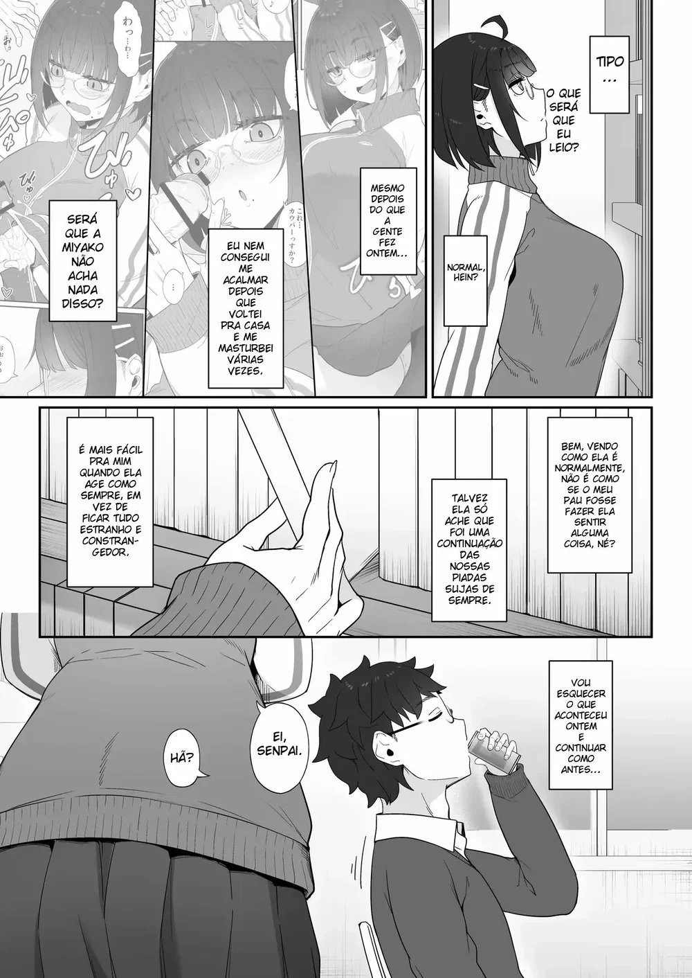 A História de Quando Emprestei Um Mangá para a Minha Kouhai Otaku e Ela Me Masturbou — Capítulo 1, página 18 | Quadrinhos Eróticos em Português