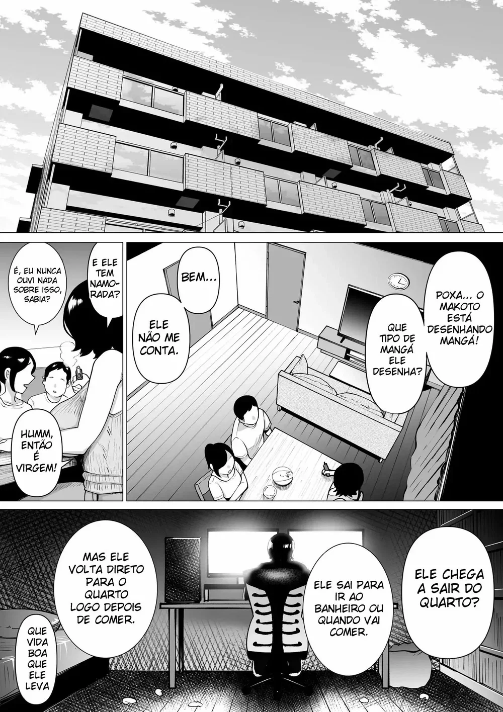 Hikikomori de Ero Manga Kaiteru Doutei Oikko to Oba-san ga Icha Love SEX suru Hanashi — Capítulo 1 Hikikomori de Ero Manga Kaiteru Doutei Oikko to Oba-san ga Icha Love SEX suru Hanashi — Capítulo 1, página 4 | Quadrinhos Eróticos em Português