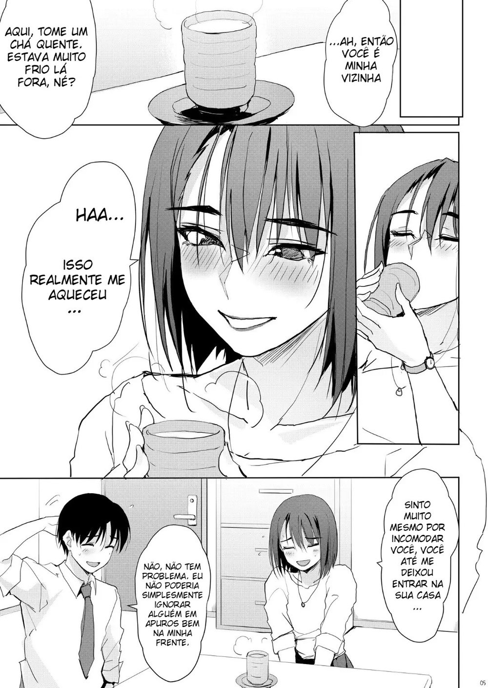 Minha Vizinha Minami-san, Que Fica Safadinha Com Apenas Uma Gota de Álcool — Capítulo 1, página 4 | Quadrinhos Eróticos em Português