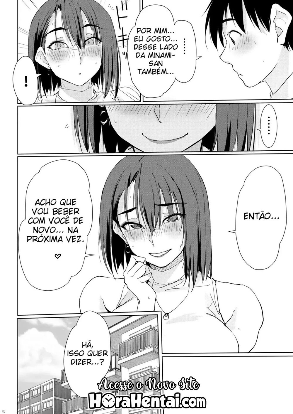 Minha Vizinha Minami-san, Que Fica Safadinha Com Apenas Uma Gota de Álcool — Capítulo 1, página 57 | Quadrinhos Eróticos em Português