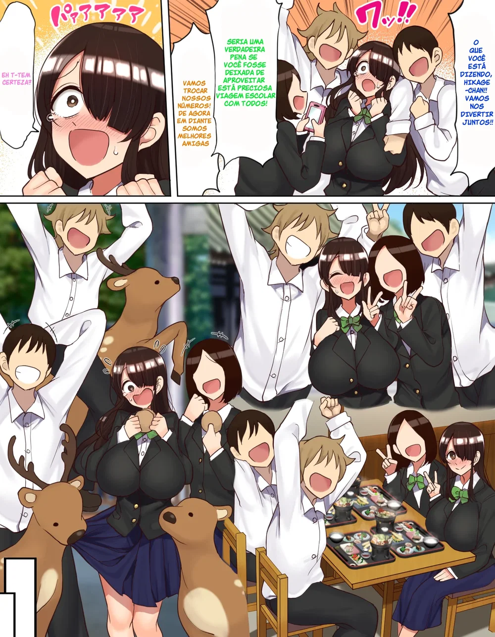 Shuugaku Ryokou de YouCha to Onaji Group ni Nacchatta Mekakure InCha-chan — Capítulo 1, página 3 | Quadrinhos Eróticos em Português