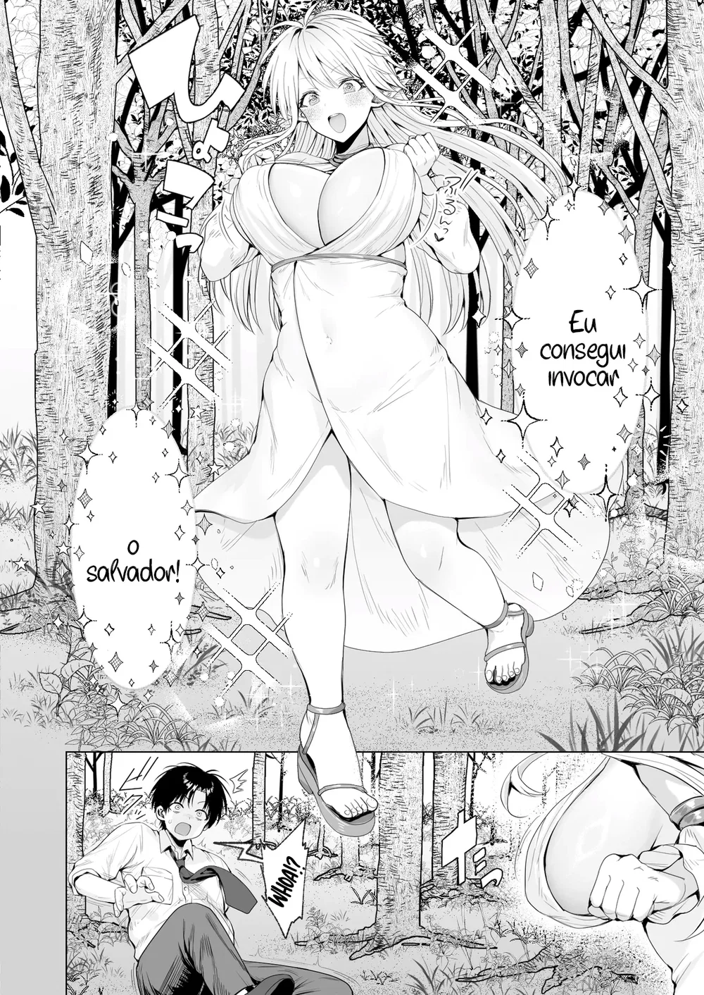 Taneuma (Kyuuseishu) to shite Shoukan sareta Isekai de Elf Mama ni Amayaka sare nagara Yari makuru — Capítulo 1, página 7 | Quadrinhos Eróticos em Português